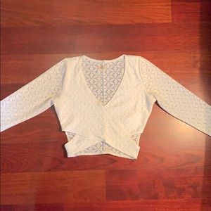 Ivory Colored Flower Cut Out Crop Top